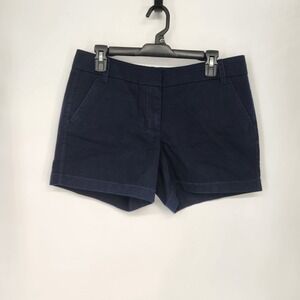 New J.Crew Chino Shorts Women's 8 Navy Blue 100% Cotton Mid Rise